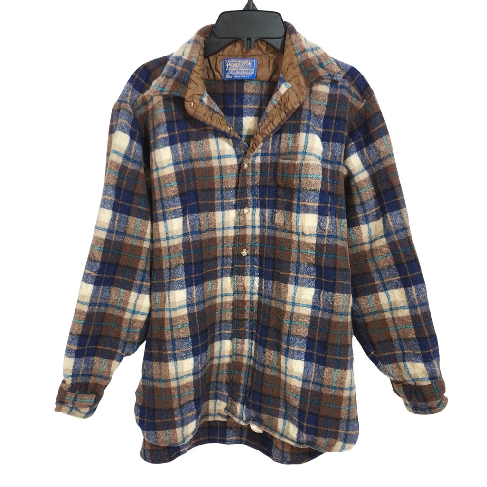 Vintage Pendleton 100% Virgin Wool Button Up Shirt Youth Boys XL Plaid USA Made